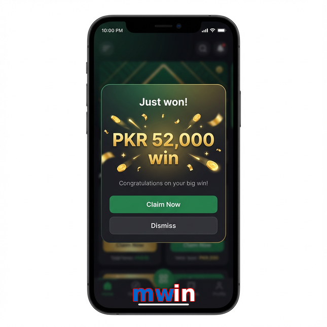 Main screen of Mwin win page for PK players